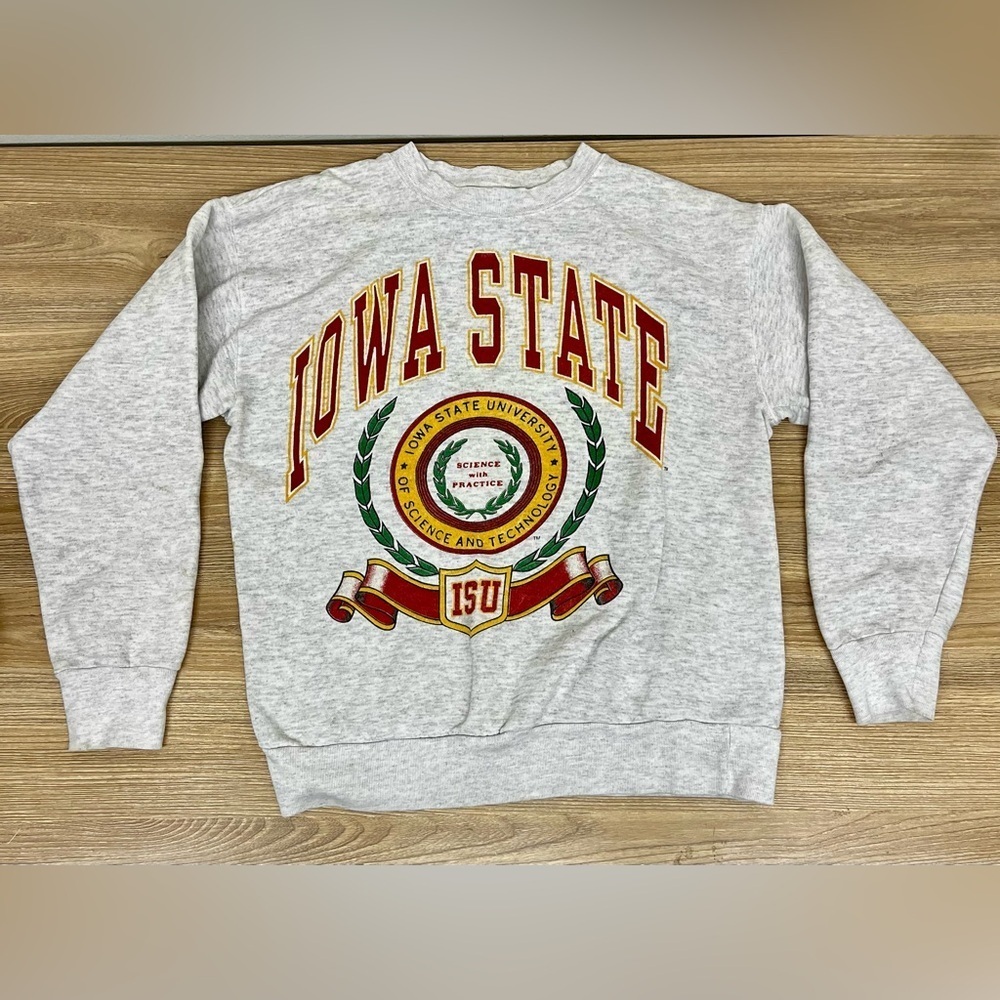 Vintage 90s Iowa State University ISU Sweatshirt Made in USA Science Technology